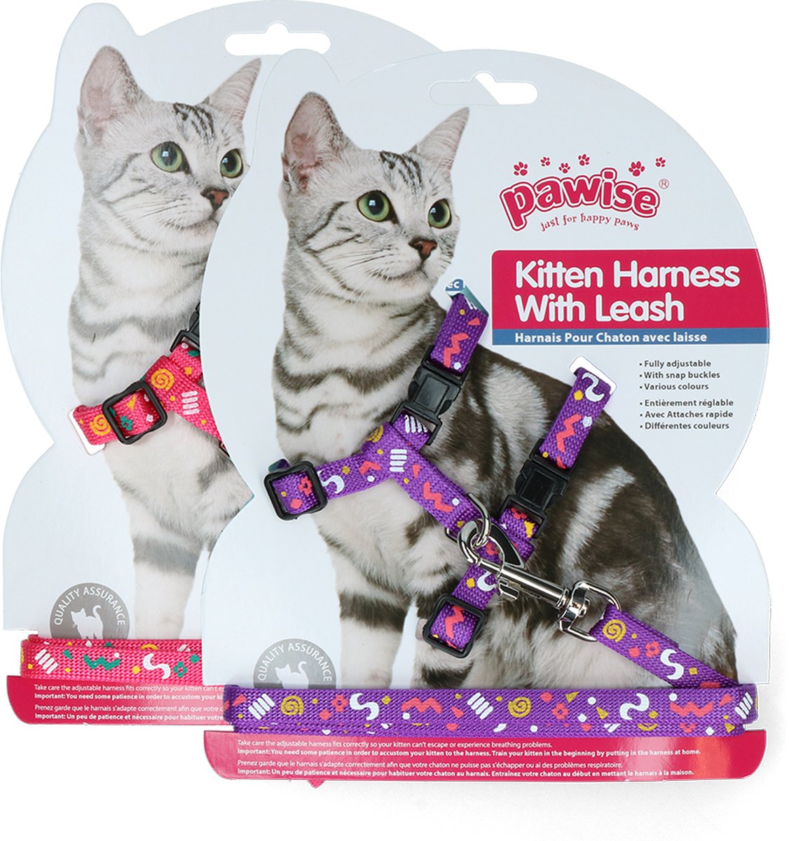 Pawise Kitten Harness With Leash In Pink/purple