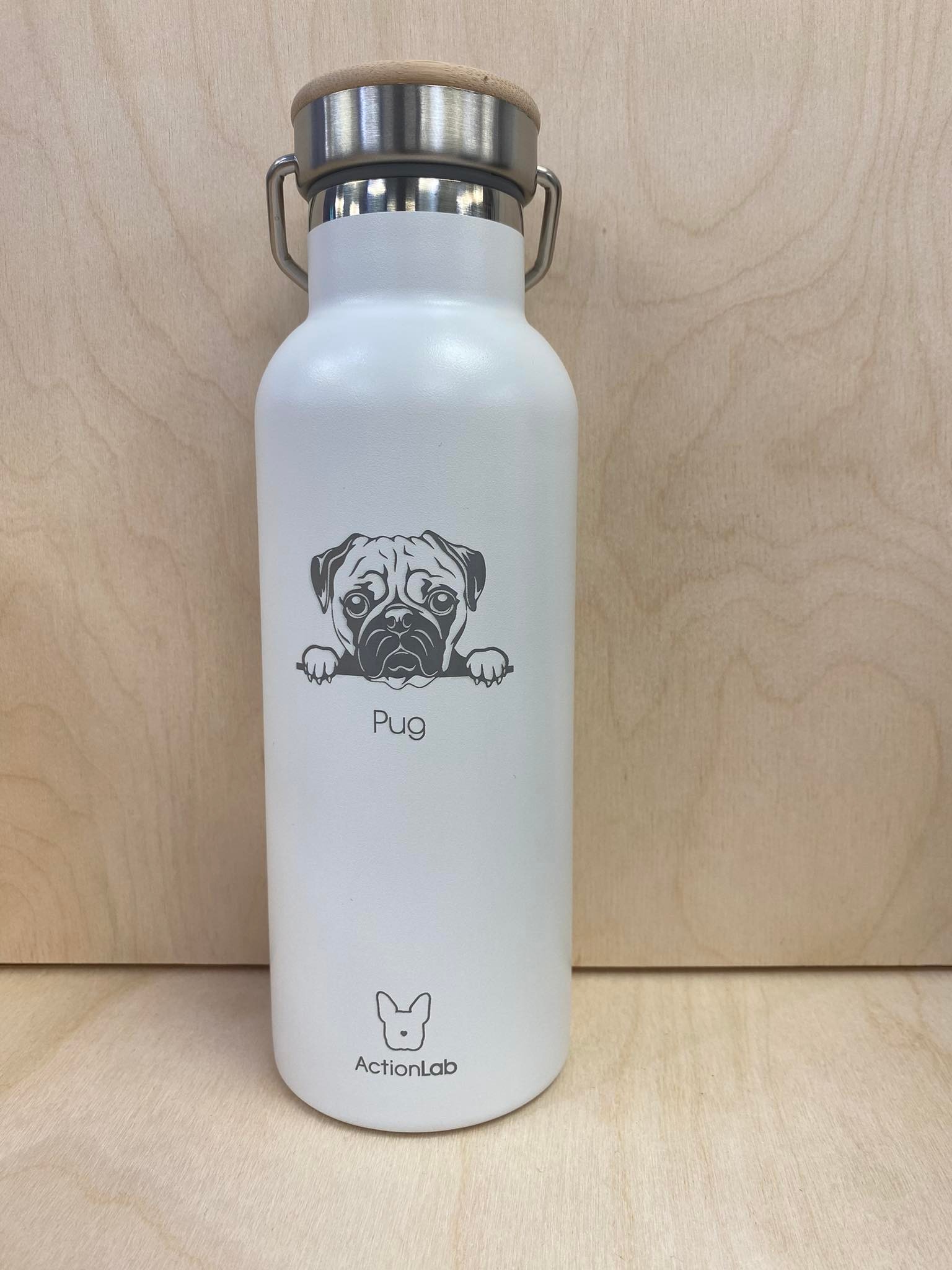 Bamboo Bottle Pug White