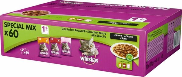 Whiskas Mix Selection 1+ In Sauce | 60x100gr | Buy Whiskas Pouches  Multipacks at
