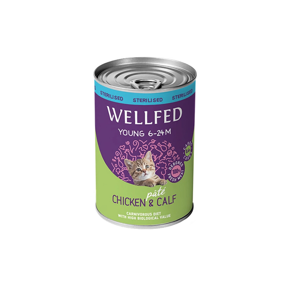 Wellfed Wet Food For Young Sterilised Cat With Chicken And Calf Pate
