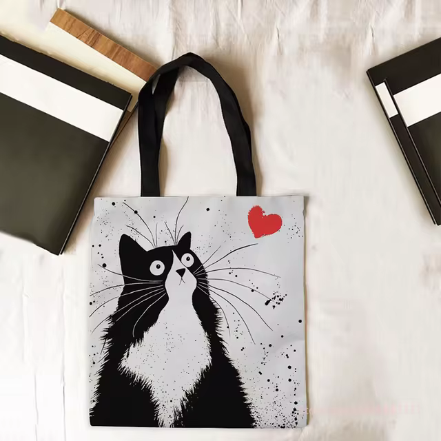 Action Lab Tote Black  White Cat