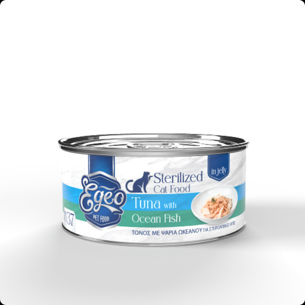 Egeo Tuna Fillet With Ocean Fish In Jelly Adult Sterilised Cat Wet Food