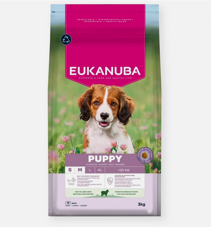 Eukanuba Puppy Sall/Medium Breed Rich in Lamb and Rice 3kg