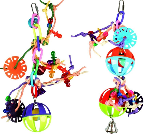 Flamingo Parakeet Toy Ball with Strings