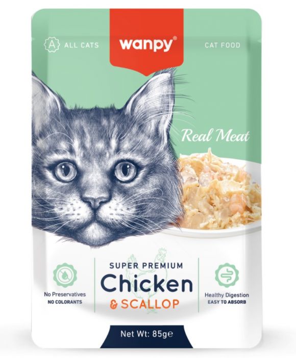 Wanpy - Cat Pouch Chicken & Scallop 85gr
