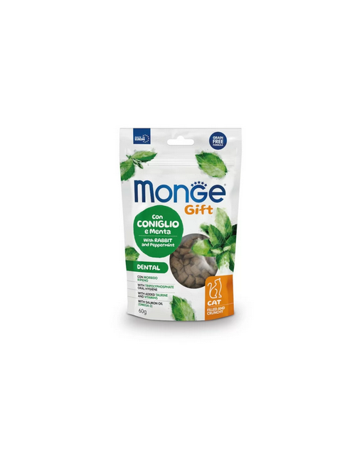 MONGE Gift Cat FilledCrunchy Dental RabbitPep/mint 60g