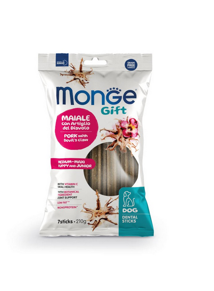 Monge Gift Dental Sticks Medium/Maxi Puppy and Junior with Pork and devil's claw