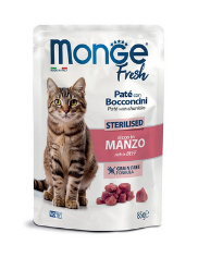 Monge Fresh Pate With Beef Chunks For Sterilized Adult Cat