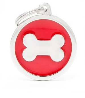 My Family Classic Big Red Circle With Bone Id Tag