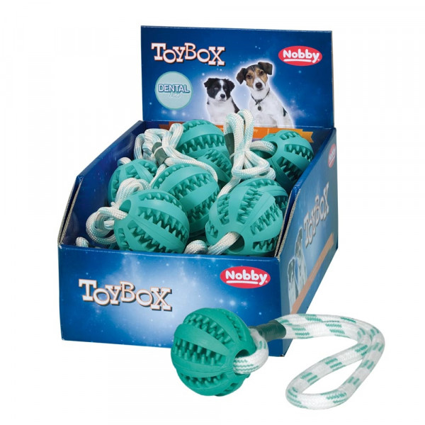  Solid Rubber Ball With Rope Dental Line 