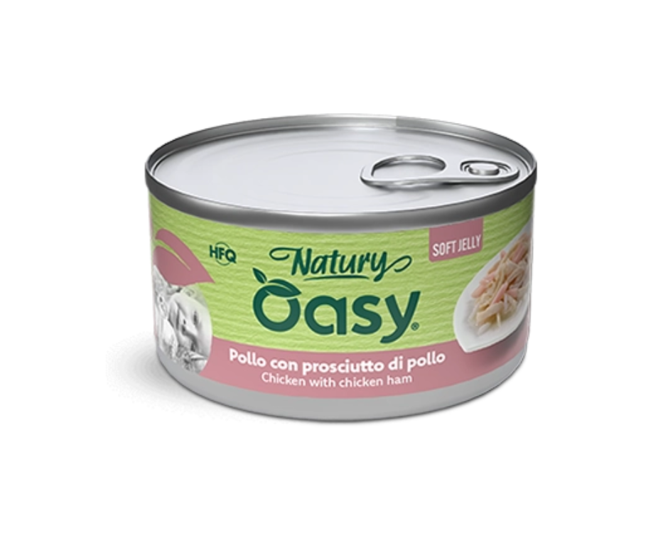 Oasy Wet Cat Natury Chicken with Chicken Ham in Soft Jelly