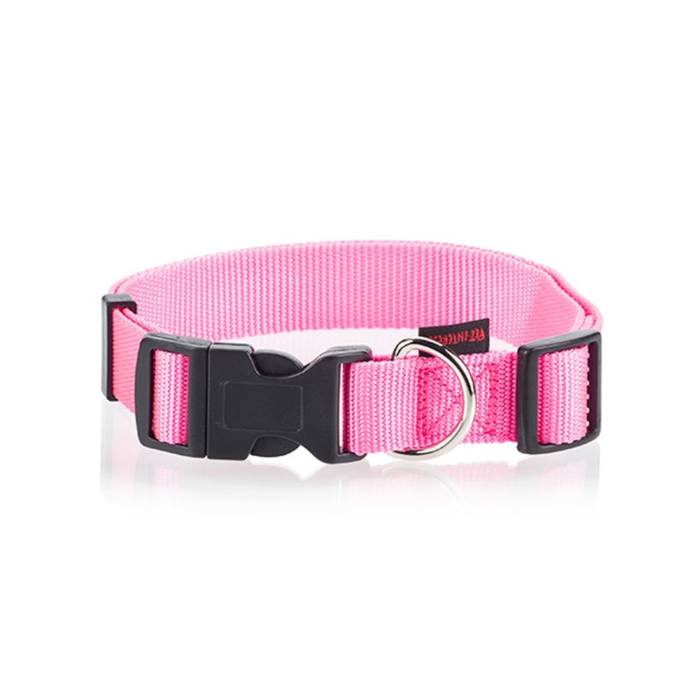 Pet Interest Plain Collar with Plastic Buckle Pink 