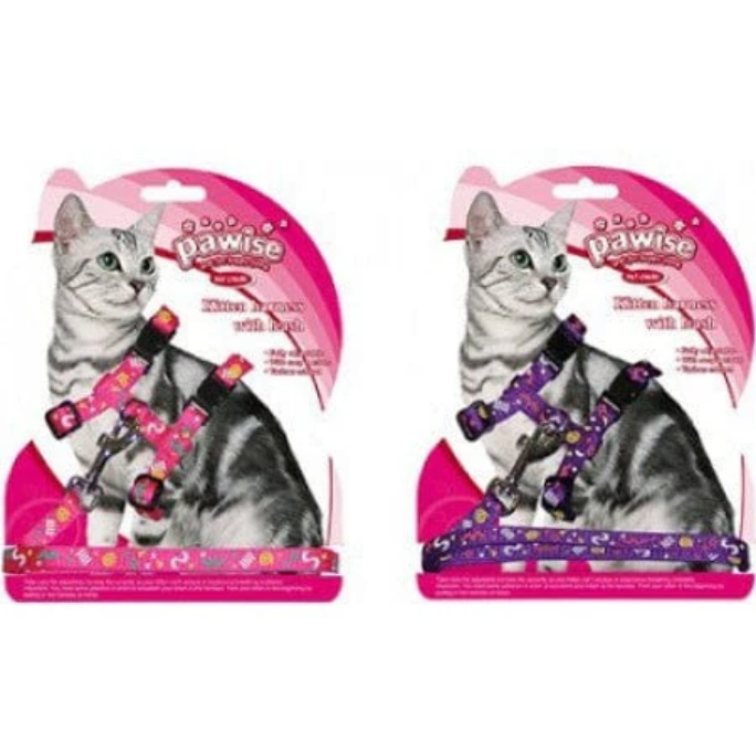 Pawise Kitten Harness With Leash In Pink/purple