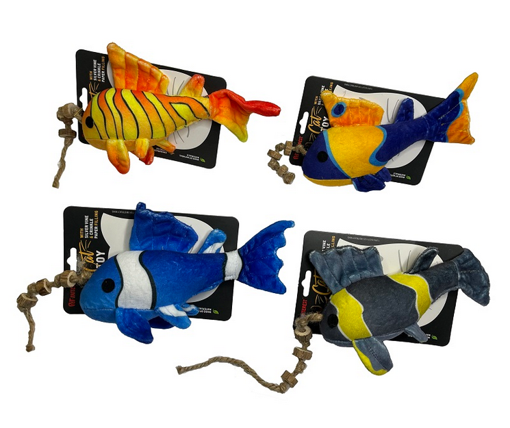 Pet Interest Cat Toy 3D Tropic Fish With Silvervine 