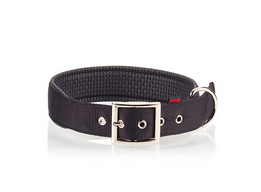 Pet Interest Collar Single Neoprene Metal Buckle Black - M