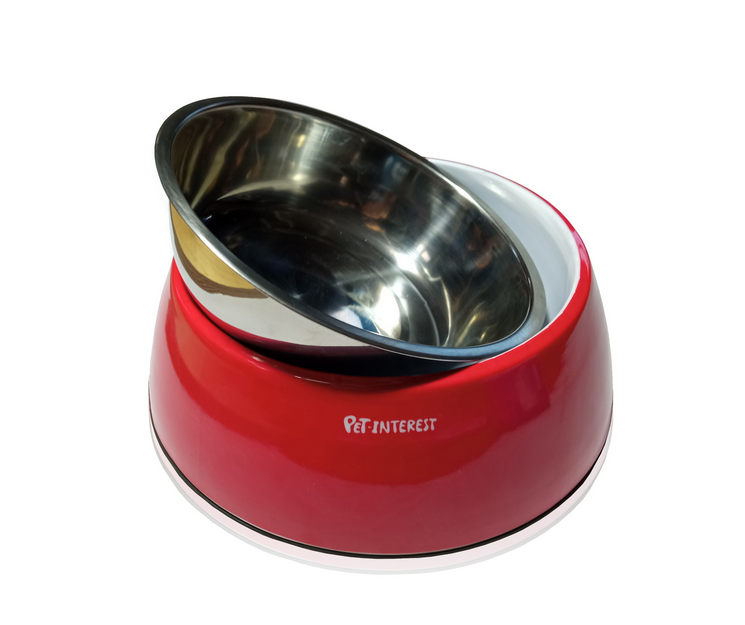 Pet Interest Deluxe Dual Bowl Red