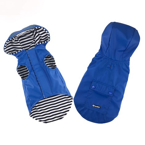 Pet Interest Raincoat with Stripe Lining Blue