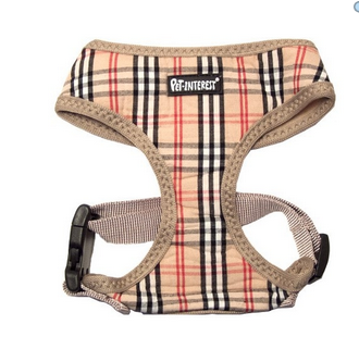 Pet Interest Mesh Harness Checked Beige