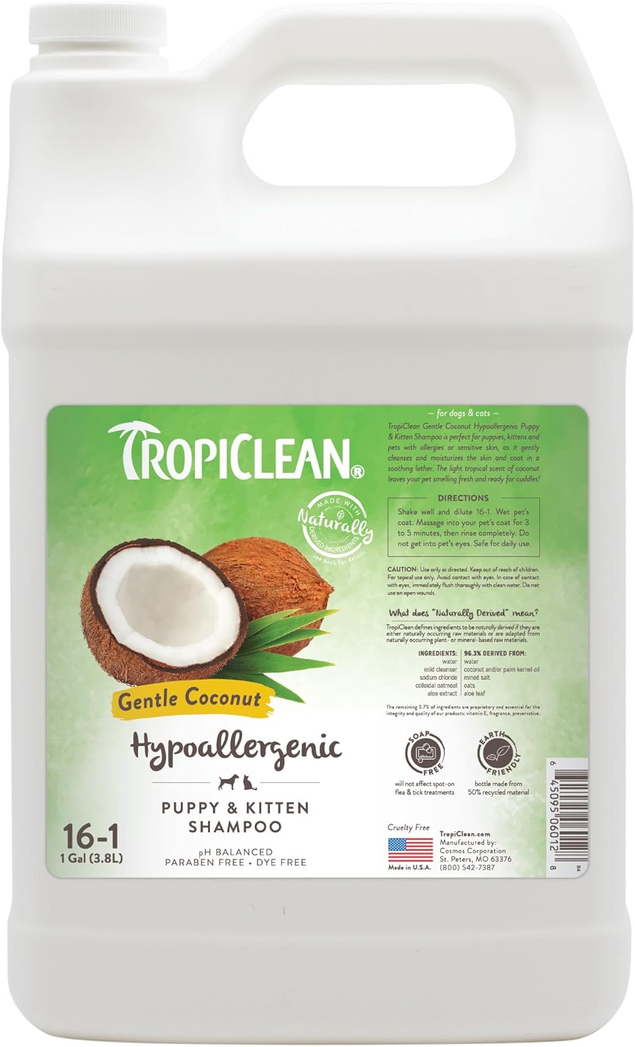 TropiClean Gentle Coconut Puppy Shampoo Hypoallergenic