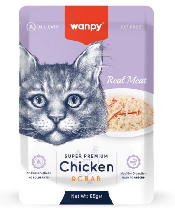 Wanpy - Cat Pouch Chicken & Crab 85gr