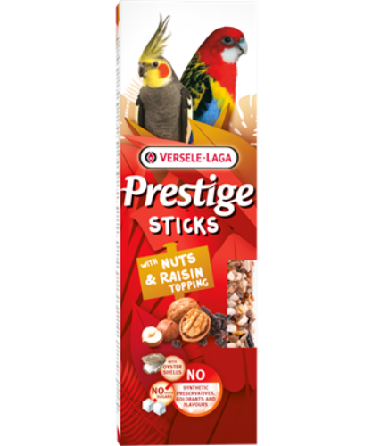 Versele Laga Prestige Sticks For Big Parakeets With Nuts And Raisin Topping