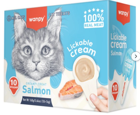 Wanpy Salmon Creamy Spoon Lickable Cat Treats