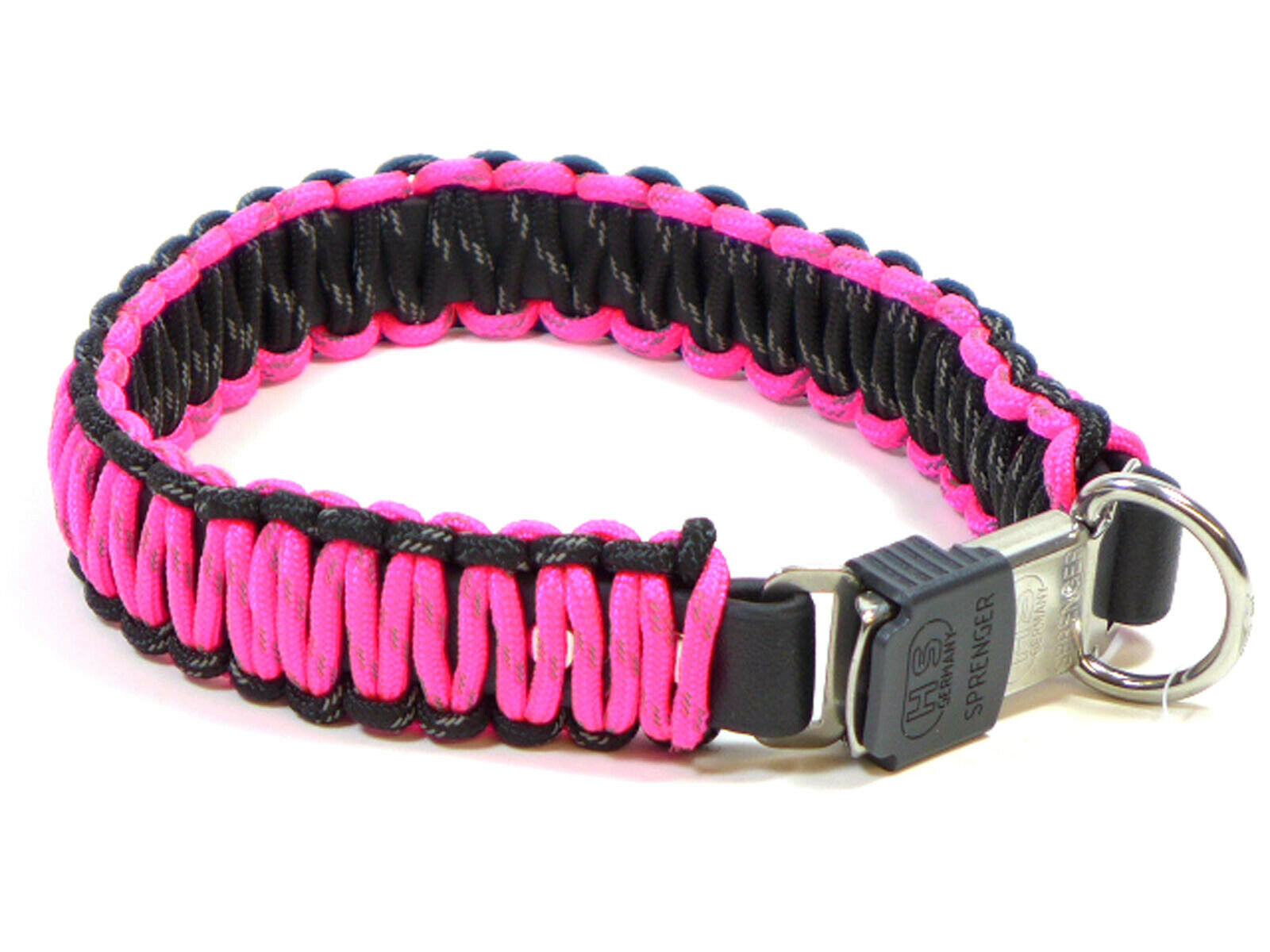 Collar In Nylon With Click Lock Black/pink 40cm