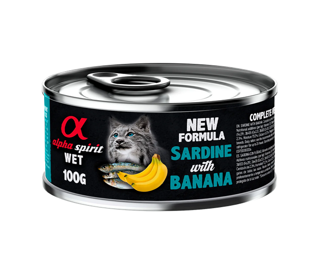 Alpha Spirit Sardine With Banana Adult Cat Wet Food