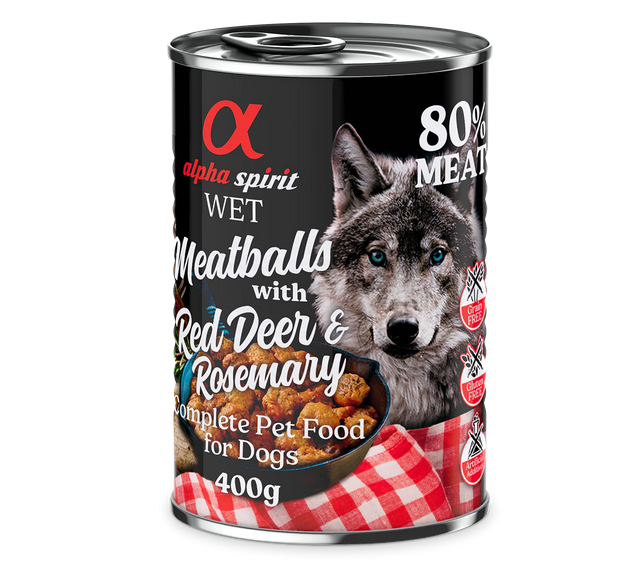 Alpha Spirit Meatballs Red Deer With Rosemary Adult Wet Dog Food