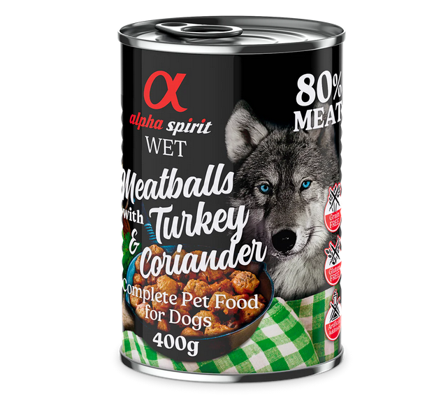 Alpha Spirit Meatballs Turkey With Coriander Wet Dog Food