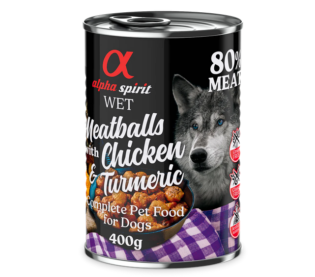 Alpha Spirit Meatballs Chicken With Turmeric Dog Wet Food