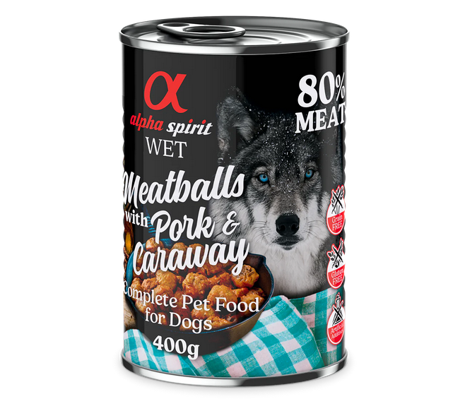 Alpha Spirit Meatballs With Pork And Caraway Wet Dog Food