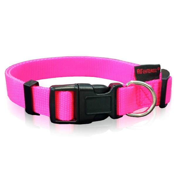 Pet Interest Plain Line Collar Fluorescent Pink