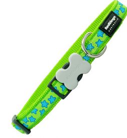 Red Dingo Stars Turquoise On Lime Green Dog Collar Average