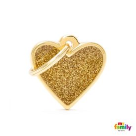 image of Myfamily Shine Gold Glitter Heart Nametag