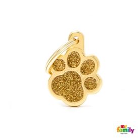 Myfamily Shine Gold Glitter Paw Nametag