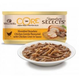 Wellness Core Signature Selects Shredded Boneless Chicken Entree Flavoured With Chicken Liver In Sauce For Cat