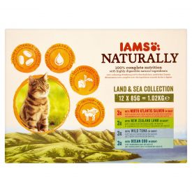 Iams Cat Pouch Naturally Land  Sea Collection In Gravy