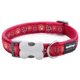 Redingo Dog Collar Paw Impressions Red