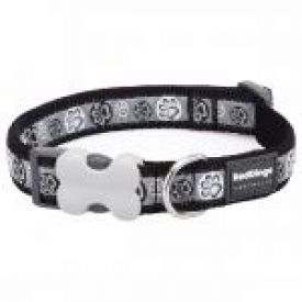 Red Dingo Paw Impressions Black Medium Collar