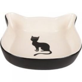 Flamingo Cat Face Ceramic Black Bowl
