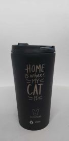 Coffee Thermos Black Home Is Where My Cat Is