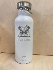 Bamboo Bottle English Bulldog White