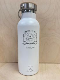 Bamboo Bottle Maltese White