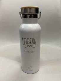 Bamboo Bottle Meow Im Hungry White