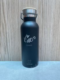 Bamboo Bottle Cat Lover's Black