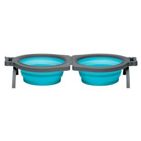 Loving Pets Bella Roma Travel Bowl Double Diner Blue 