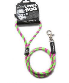 image of Red Dingo Pav Loves Dog - Green & Pink Dog Leash 120cm