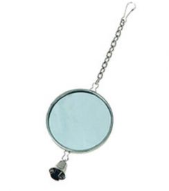 Flamingo Toy For Parakeets Mirror Round Metal