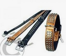 image of Karlie Collar In Leather Passion Strass Gold 30mm 55cm